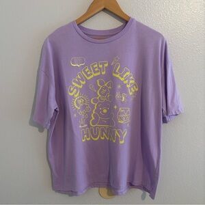 Disney Parks Sweet Like Hunny Winnie the Pooh & Piglet Tee Purple Size L Graphic